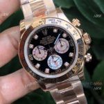 AAA Swiss Copy Rolex Daytona 7750 Men Rose Gold Black Dial with Mop Subdials